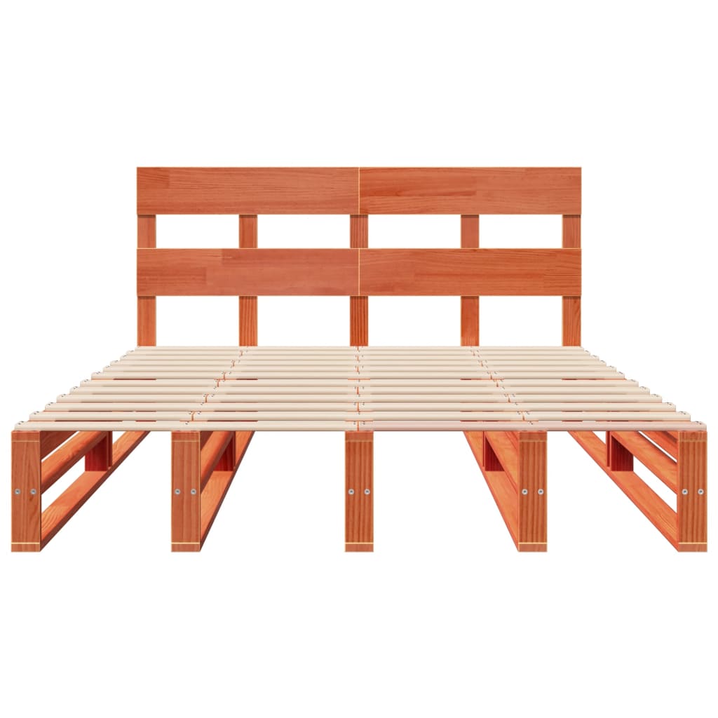 Bed Frame without Mattress Wax Brown 135x190 cm Double Solid Wood Pine - Bargainia.com - 