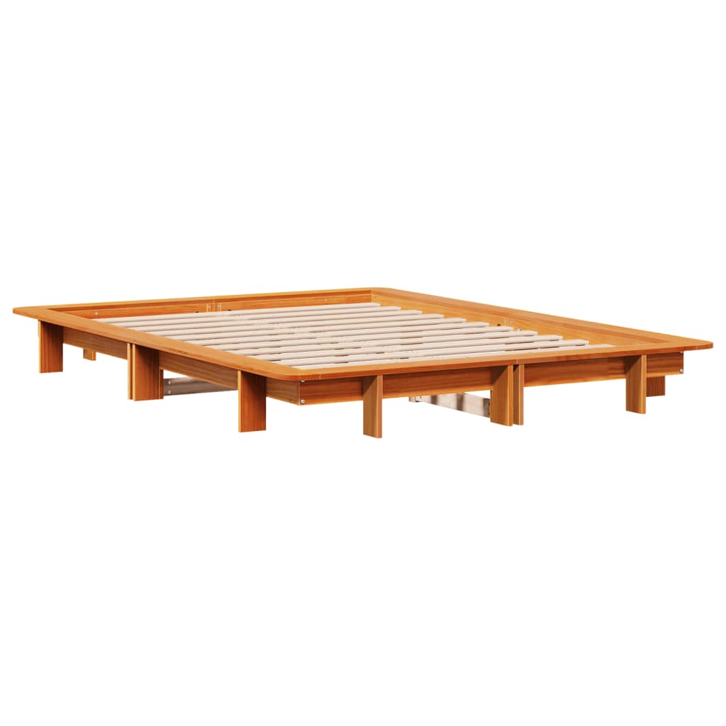 Bed Frame without Mattress Wax Brown 150x200 cm King Size Solid Wood Pine - Bargainia.com - 