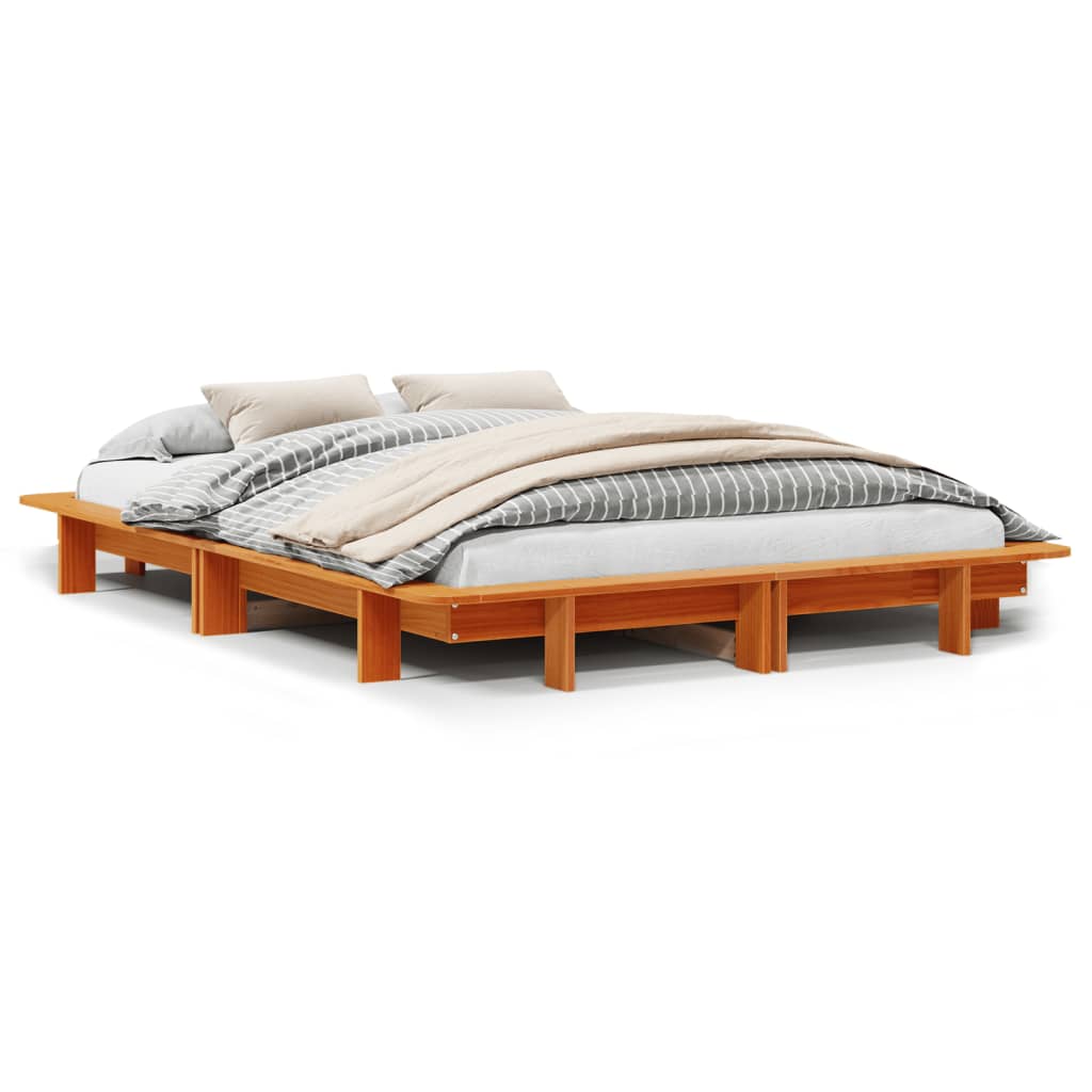 Bed Frame without Mattress Wax Brown 150x200 cm King Size Solid Wood Pine - Bargainia.com - 8721102851339 - 850658