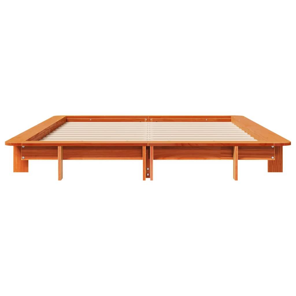 Bed Frame without Mattress Wax Brown 150x200 cm King Size Solid Wood Pine - Bargainia.com - 