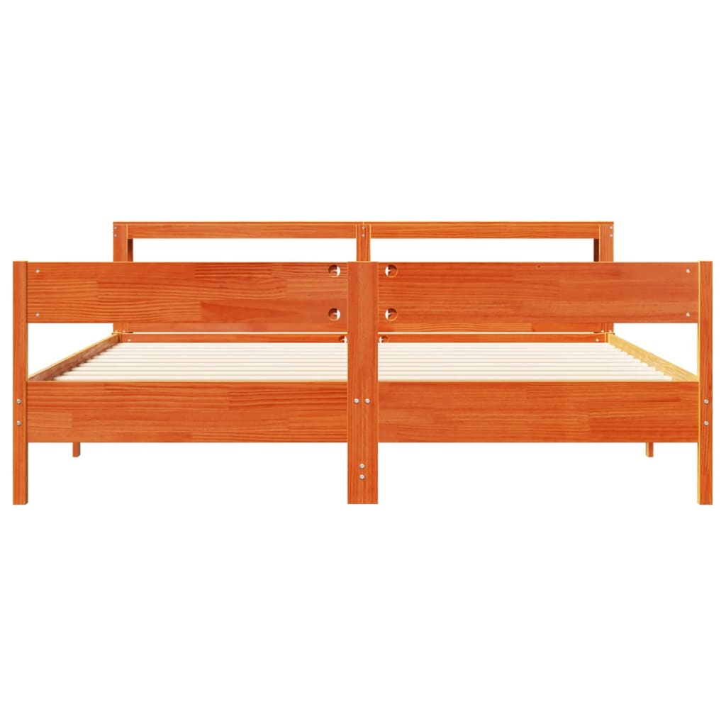 Bed Frame without Mattress Wax Brown 200x200 cm Solid Wood Pine - Bargainia.com - 