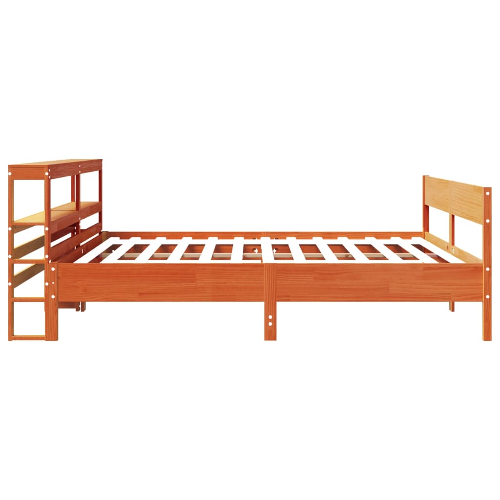 Bed Frame without Mattress Wax Brown 200x200 cm Solid Wood Pine - Bargainia.com - 