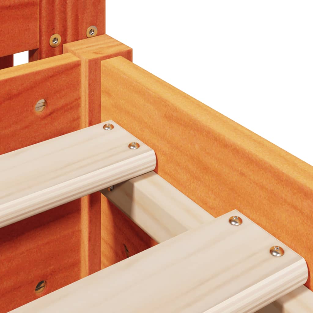 Bed Frame without Mattress Wax Brown 200x200 cm Solid Wood Pine - Bargainia.com - 