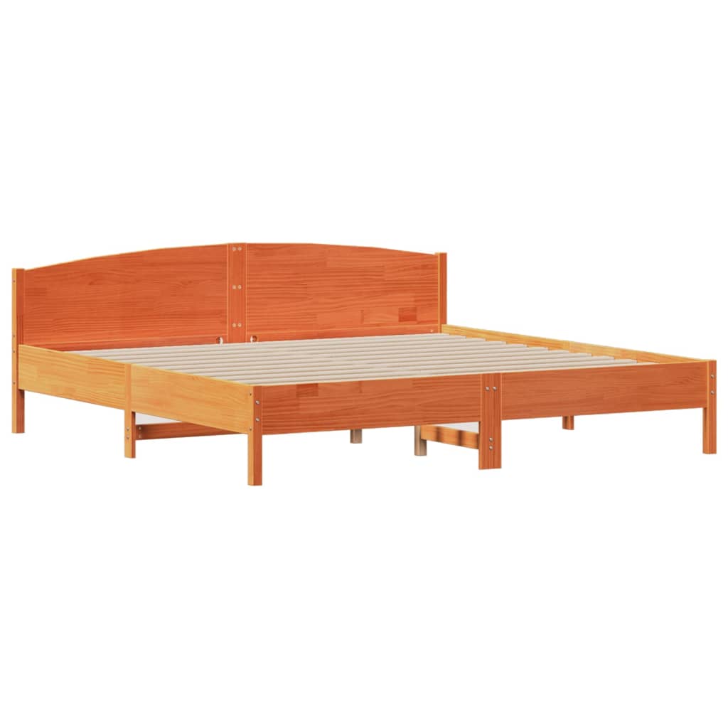 Bed Frame without Mattress Wax Brown 200x200 cm Solid Wood Pine - Bargainia.com - 