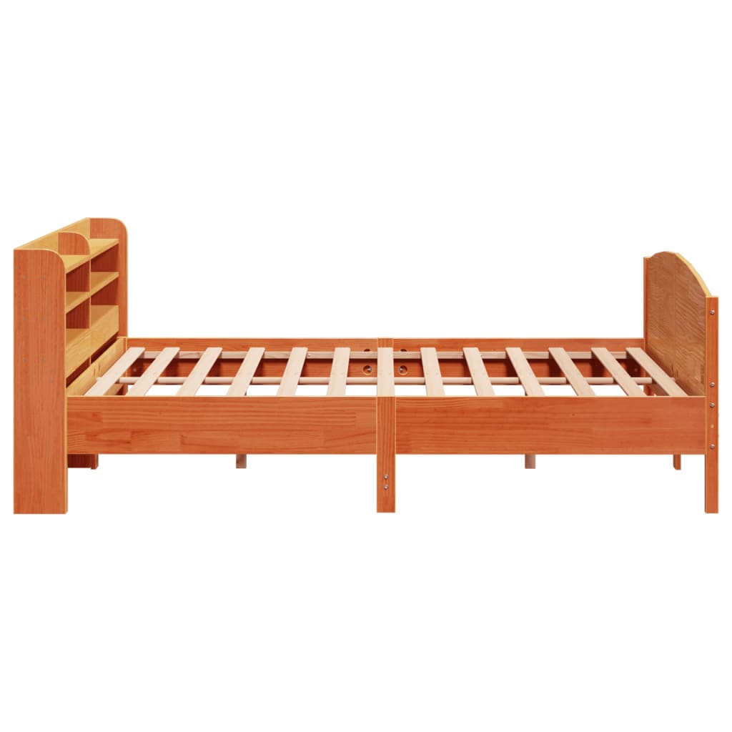Bed Frame without Mattress Wax Brown 200x200 cm Solid Wood Pine - Bargainia.com - 