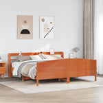 Bed Frame without Mattress Wax Brown 200x200 cm Solid Wood Pine - Bargainia.com - 