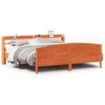 Bed Frame without Mattress Wax Brown 200x200 cm Solid Wood Pine - Bargainia.com - 
