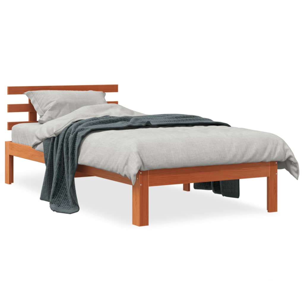 Bed Frame without Mattress Wax Brown 75x190 cm Small Single Solid Wood Pine - Bargainia.com - 