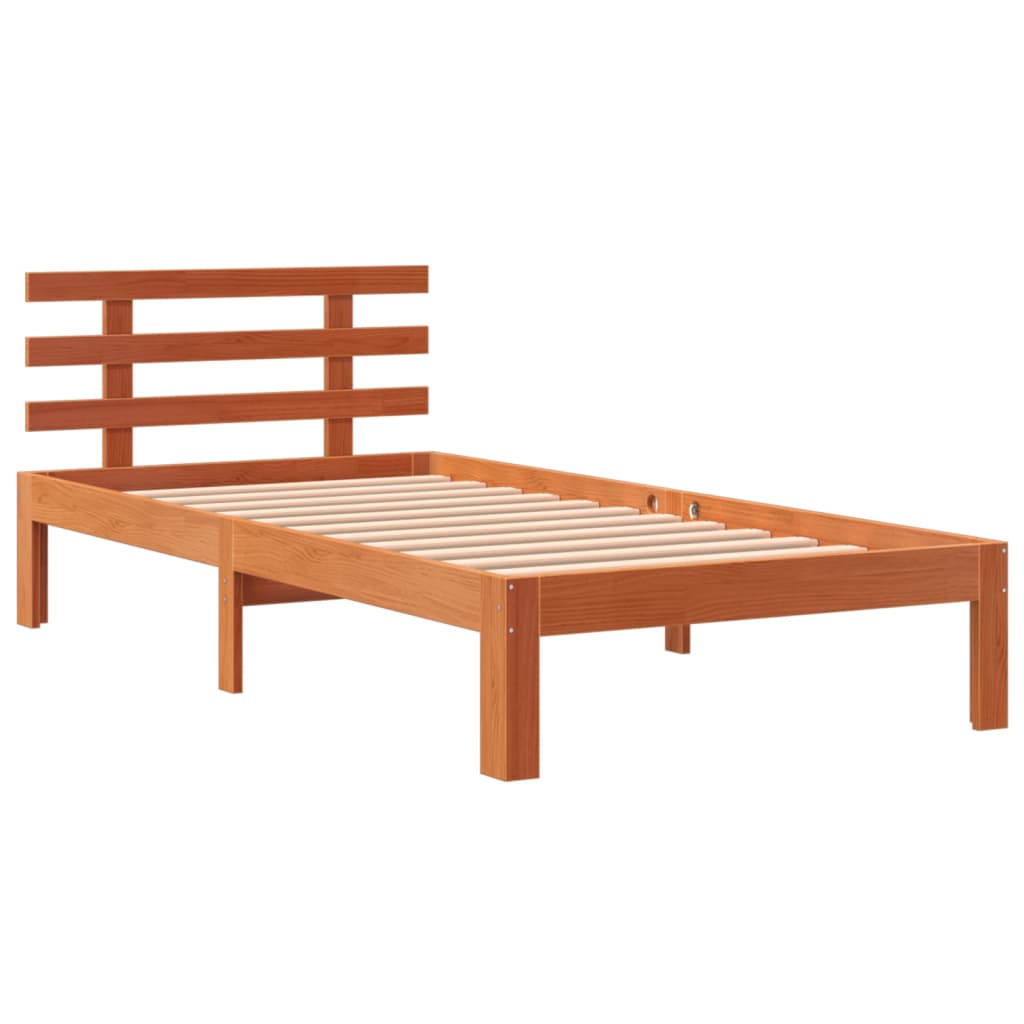 Bed Frame without Mattress Wax Brown 75x190 cm Small Single Solid Wood Pine - Bargainia.com - 