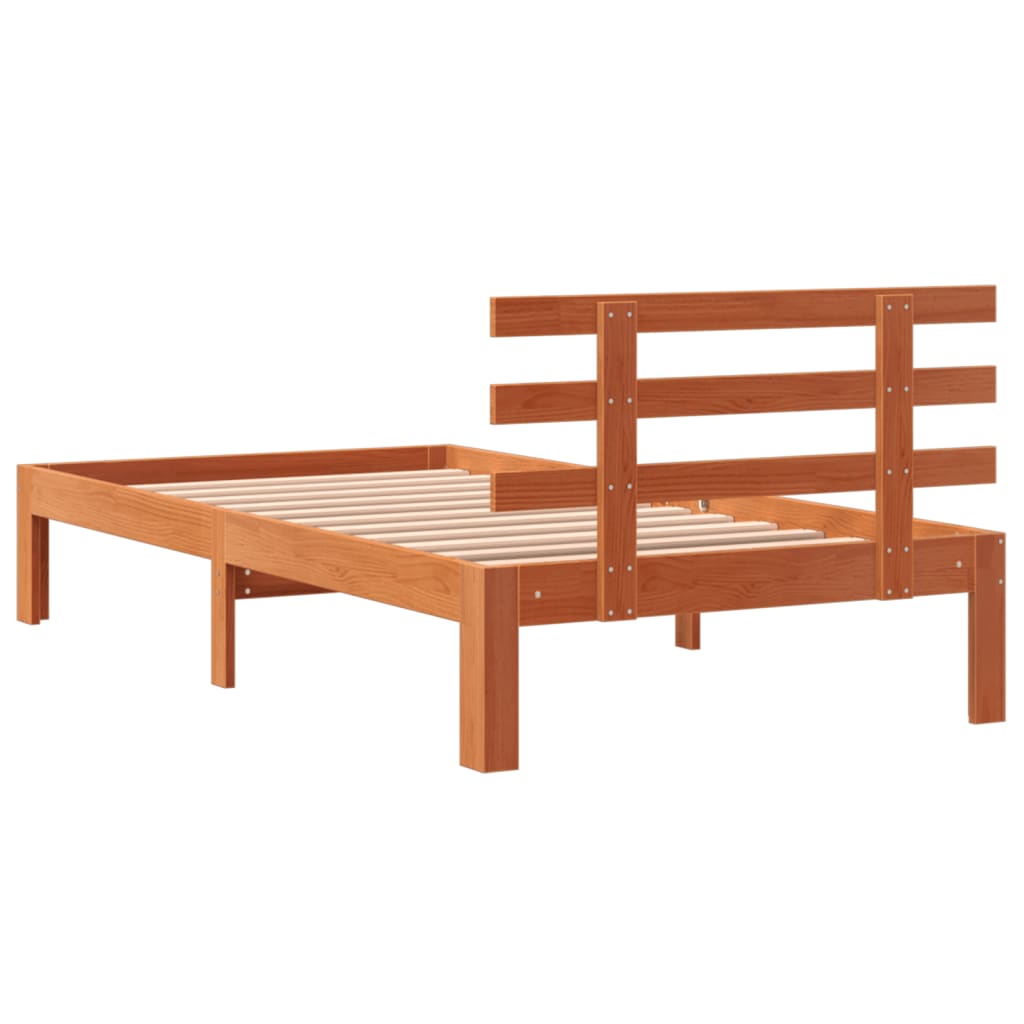 Bed Frame without Mattress Wax Brown 75x190 cm Small Single Solid Wood Pine - Bargainia.com - 