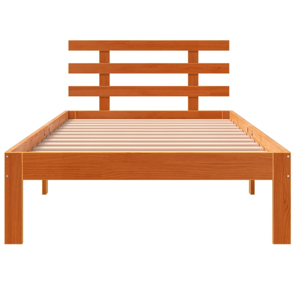 Bed Frame without Mattress Wax Brown 75x190 cm Small Single Solid Wood Pine - Bargainia.com - 