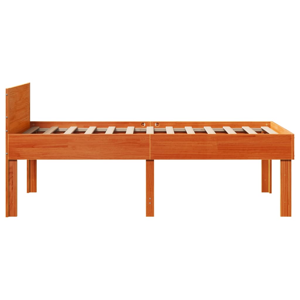 Bed Frame without Mattress Wax Brown 75x190 cm Small Single Solid Wood Pine - Bargainia.com - 