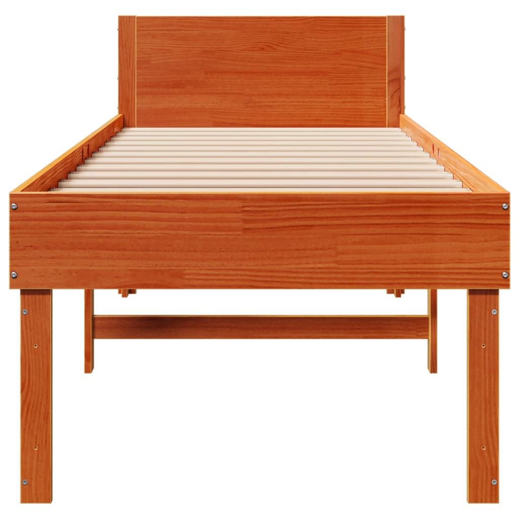 Bed Frame without Mattress Wax Brown 75x190 cm Small Single Solid Wood Pine - Bargainia.com - 