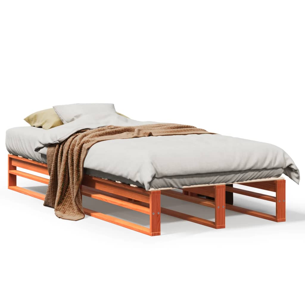 Bed Frame without Mattress Wax Brown 90x190 cm Single Solid Wood Pine - Bargainia.com - 
