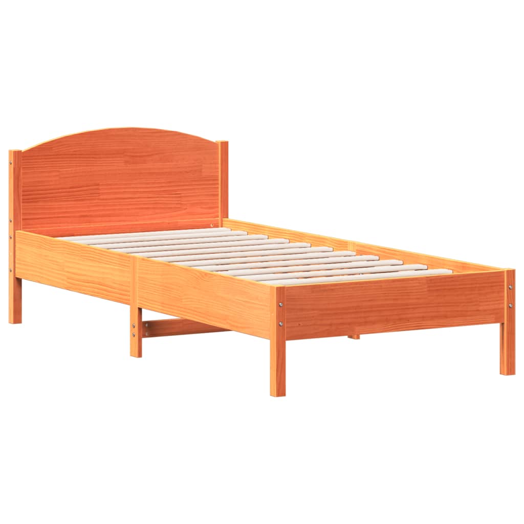 Bed Frame without Mattress Wax Brown 90x200 cm Solid Wood Pine - Bargainia.com - 