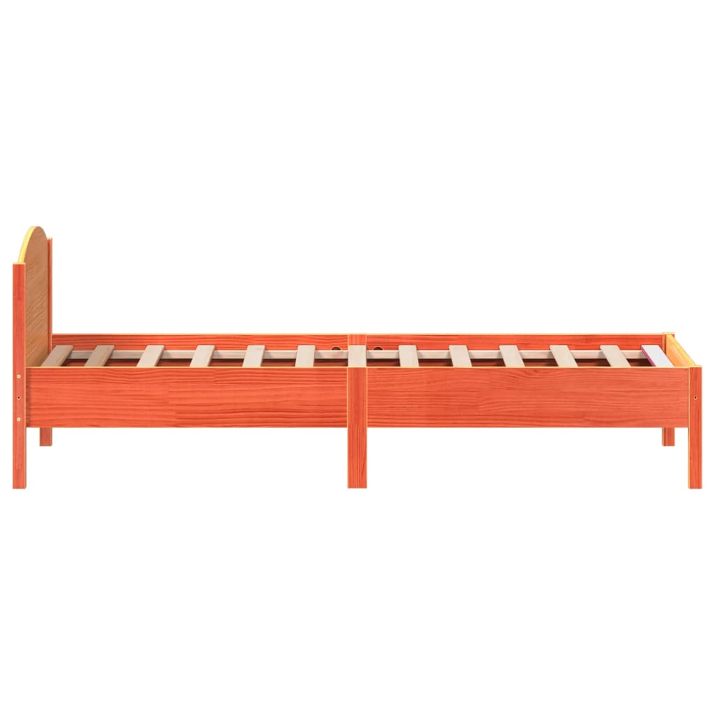 Bed Frame without Mattress Wax Brown 90x200 cm Solid Wood Pine - Bargainia.com - 