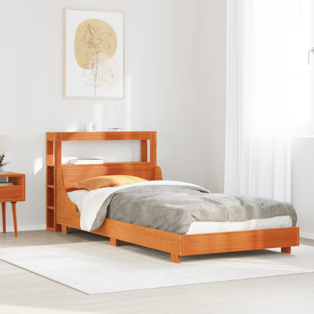 Bed Frame without Mattress Wax Brown 90x200 cm Solid Wood Pine - Bargainia.com - 