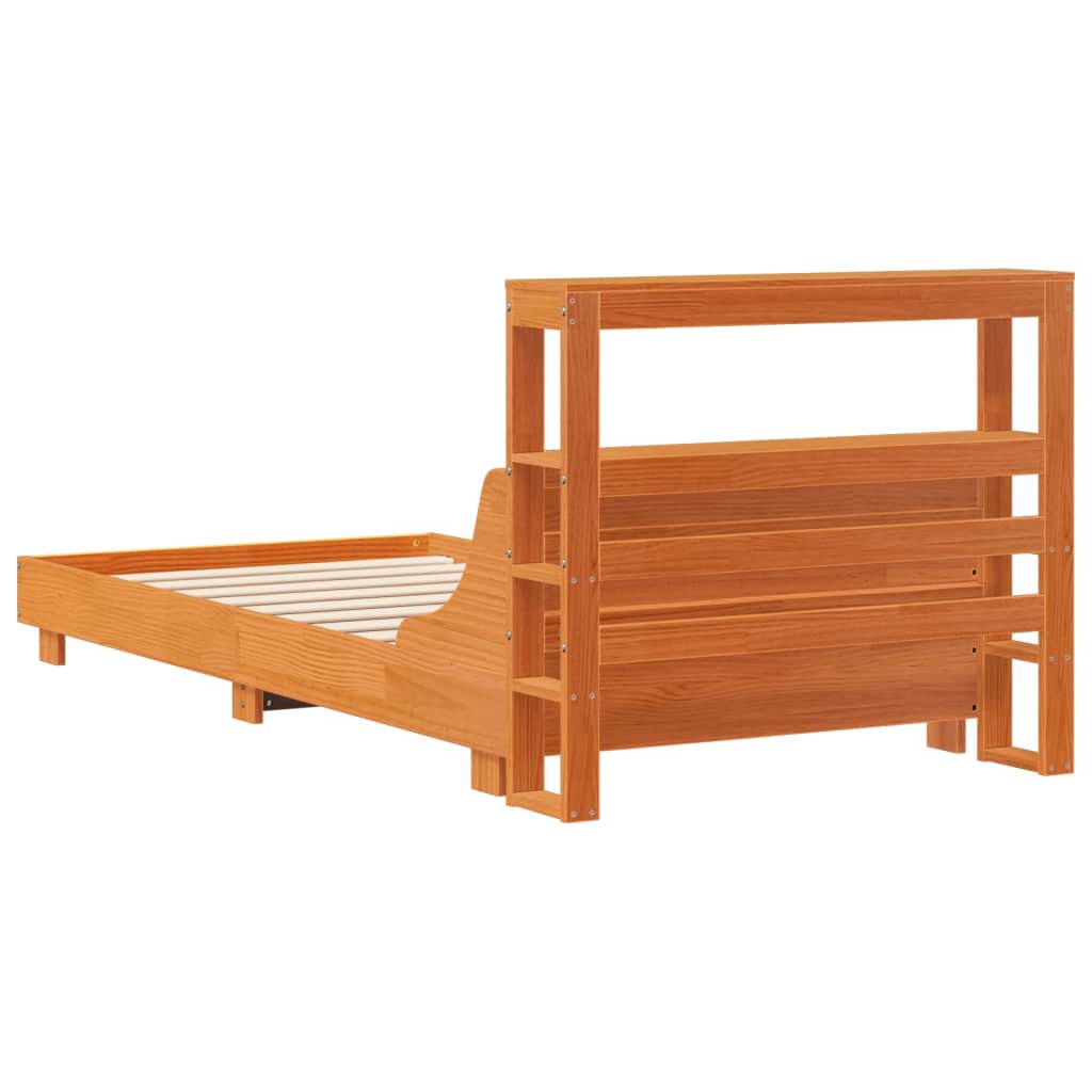 Bed Frame without Mattress Wax Brown 90x200 cm Solid Wood Pine - Bargainia.com - 