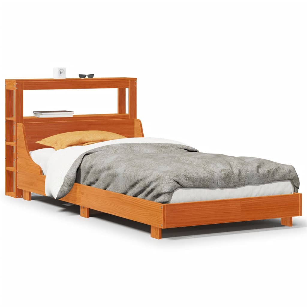 Bed Frame without Mattress Wax Brown 90x200 cm Solid Wood Pine - Bargainia.com - 