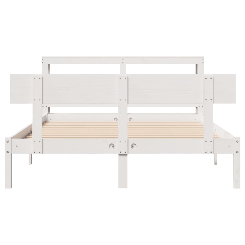 Bed Frame without Mattress White 120x190 cm Small Double Solid Wood Pine - Bargainia.com - 