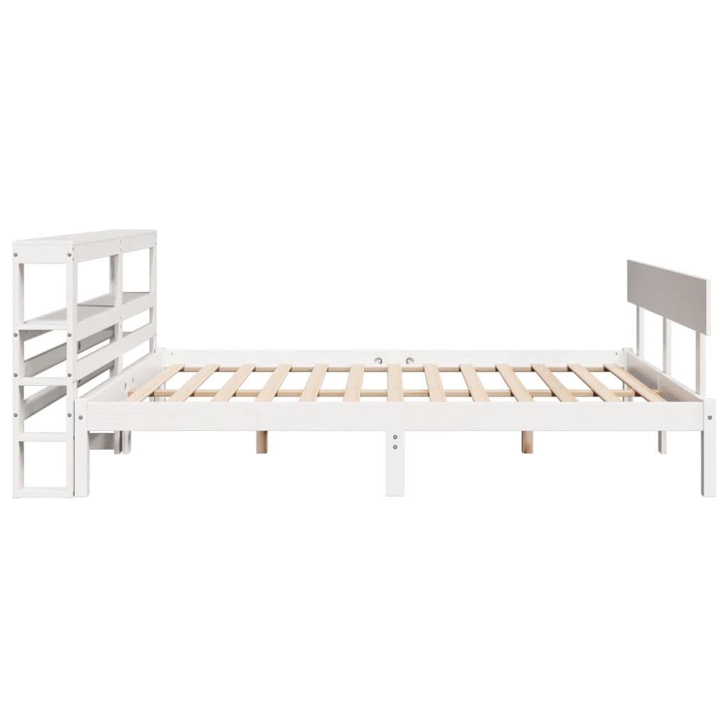 Bed Frame without Mattress White 120x190 cm Small Double Solid Wood Pine - Bargainia.com - 