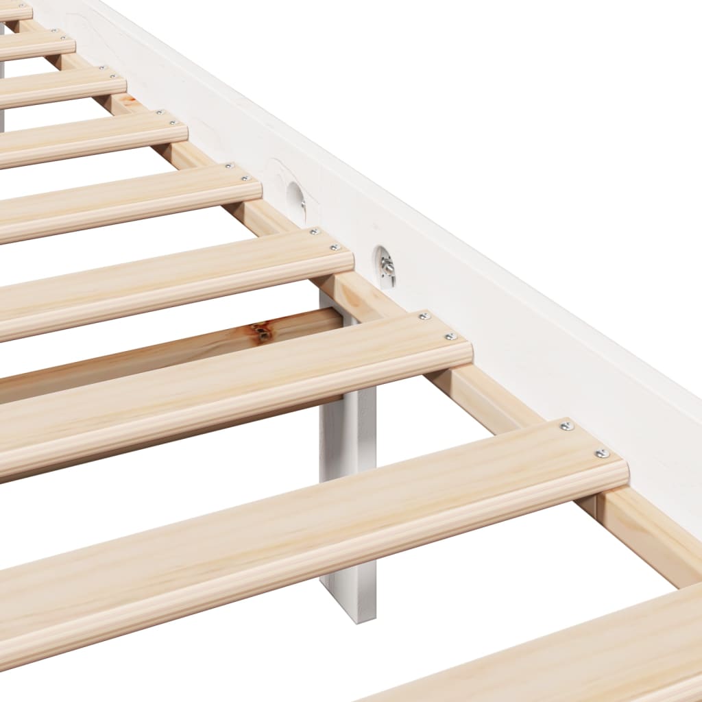 Bed Frame without Mattress White 120x190 cm Small Double Solid Wood Pine - Bargainia.com - 