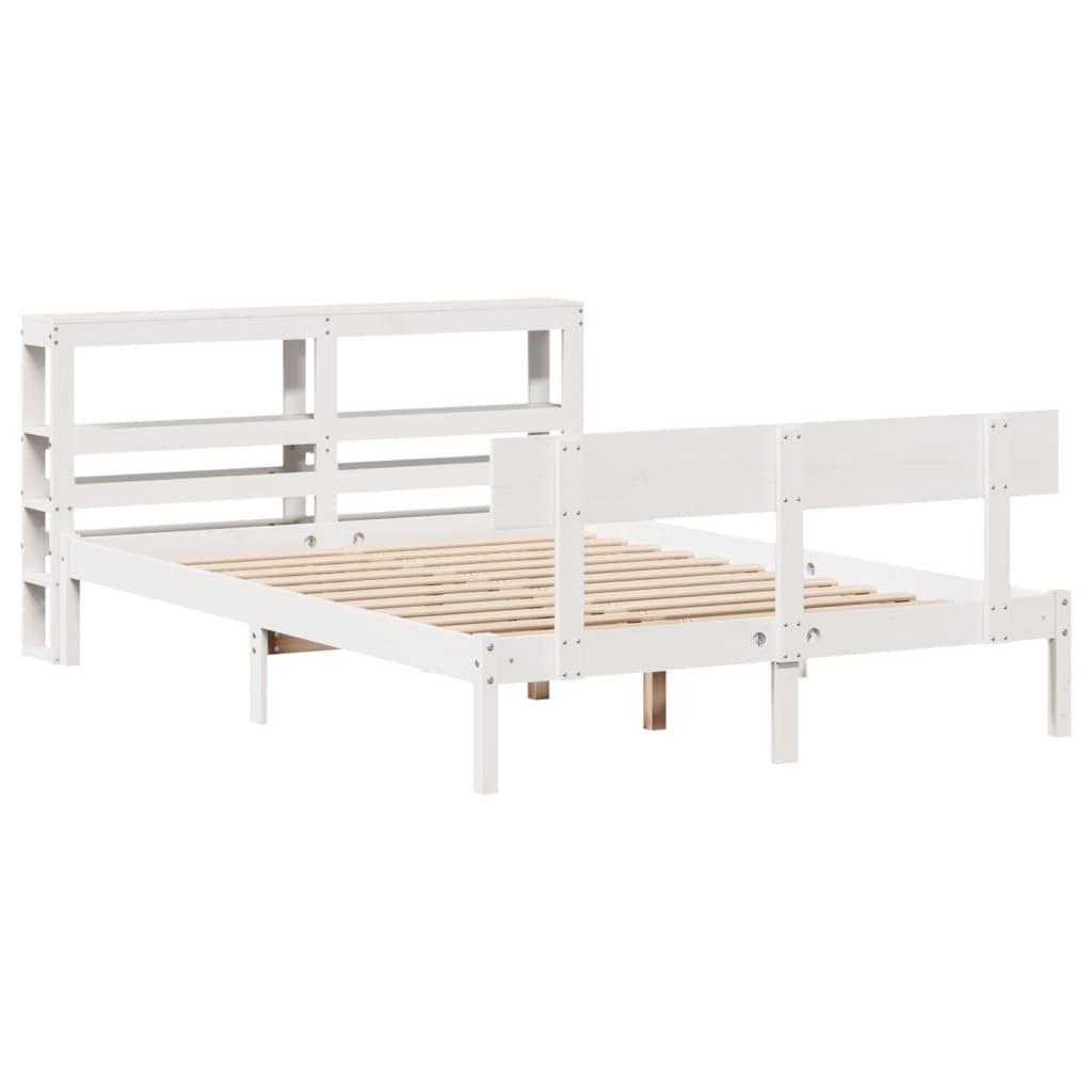 Bed Frame without Mattress White 120x190 cm Small Double Solid Wood Pine - Bargainia.com - 
