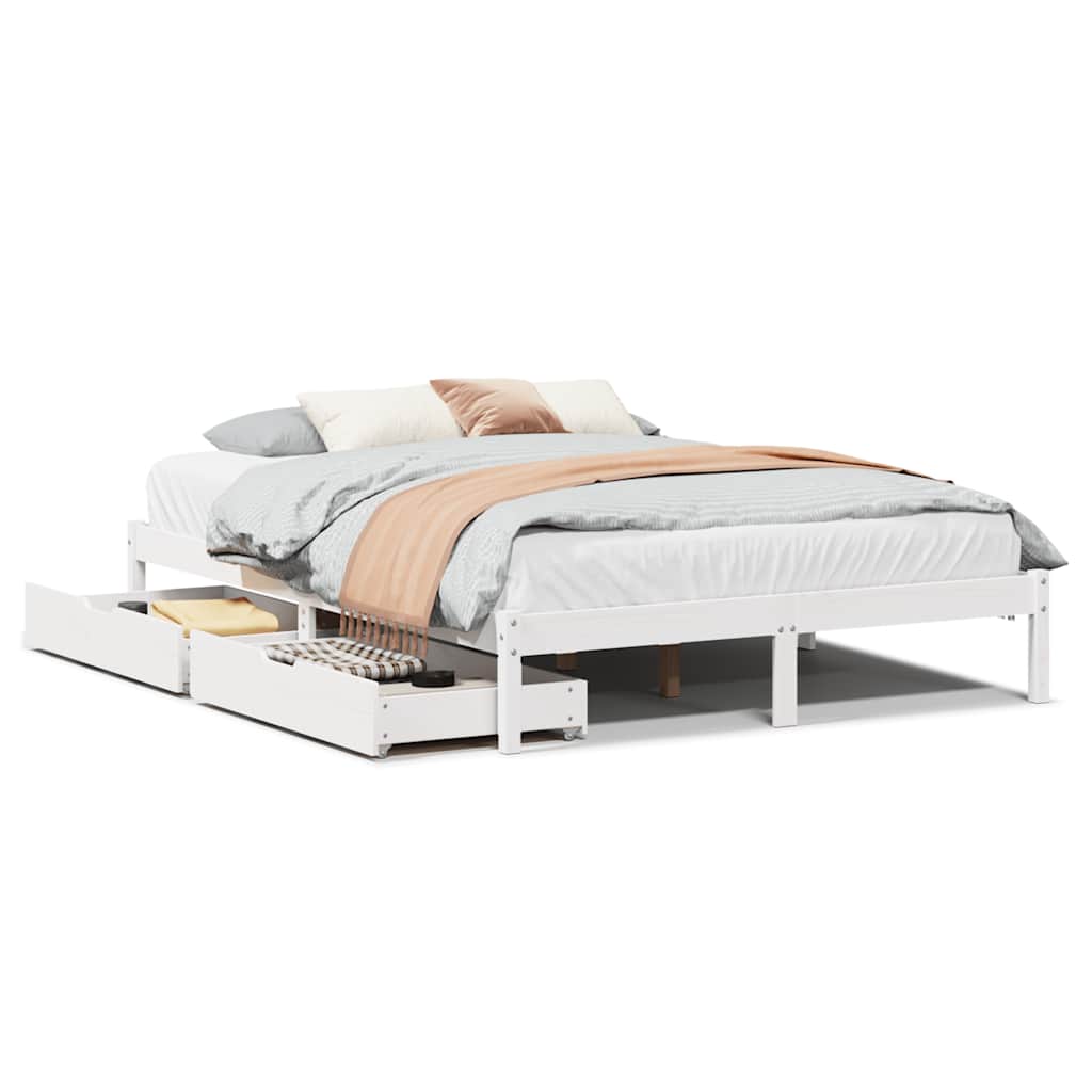 Bed Frame without Mattress White 120x200 cm Solid Wood Pine - Bargainia.com - 8721102938245 - 3301435