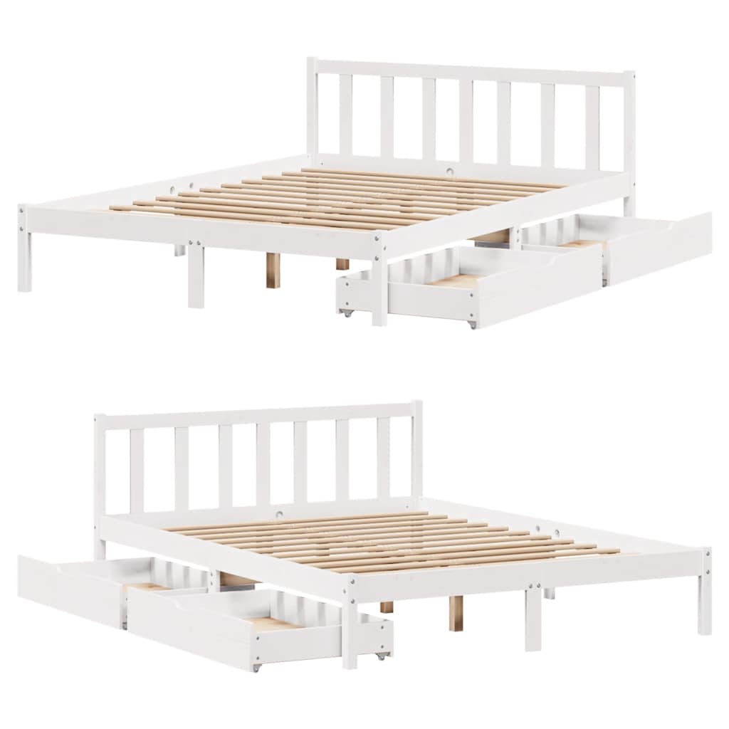 Bed Frame without Mattress White 120x200 cm Solid Wood Pine - Bargainia.com - 8721102938634 - 3301474