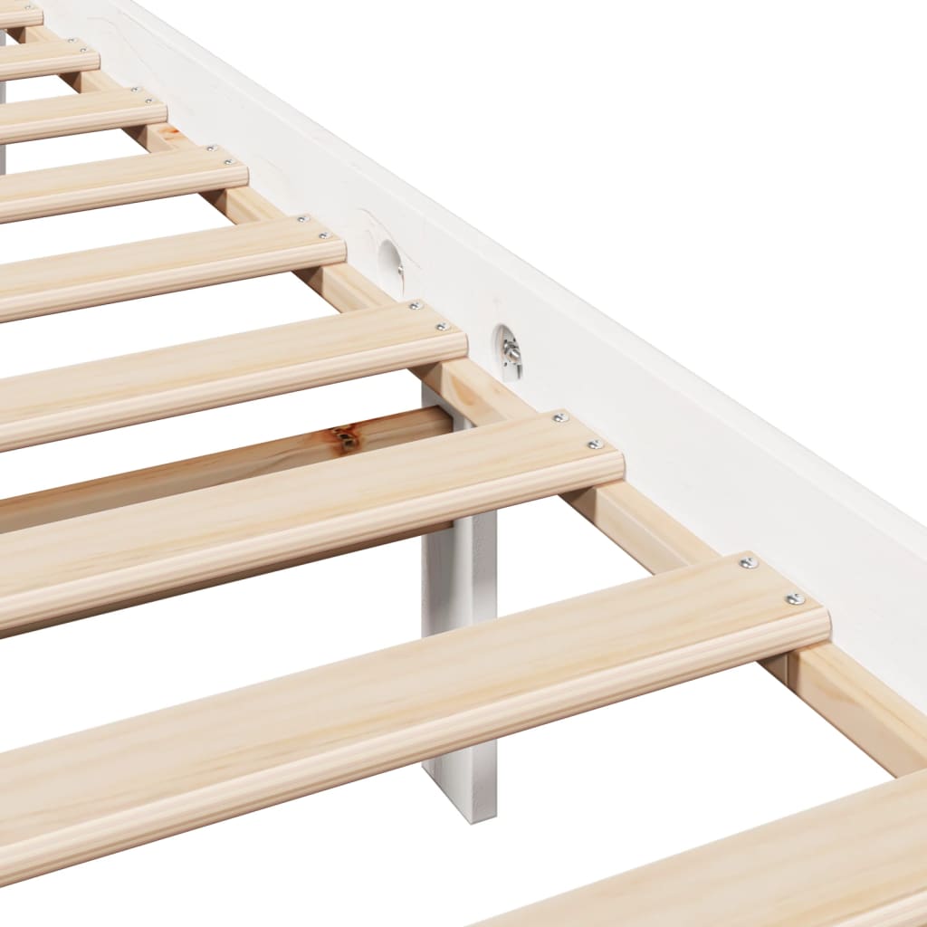 Bed Frame without Mattress White 135x190 cm Double Solid Wood Pine - Bargainia.com - 