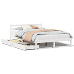 Bed Frame without Mattress White 140x190 cm Solid Wood Pine - Bargainia.com - 