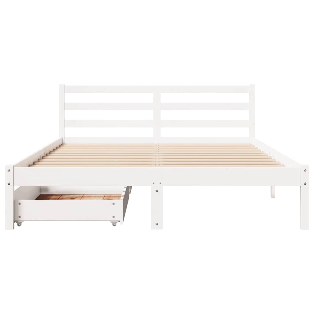 Bed Frame without Mattress White 140x190 cm Solid Wood Pine - Bargainia.com - 