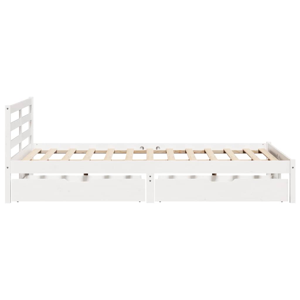 Bed Frame without Mattress White 140x190 cm Solid Wood Pine - Bargainia.com - 