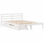 Bed Frame without Mattress White 140x190 cm Solid Wood Pine - Bargainia.com - 
