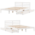 Bed Frame without Mattress White 140x190 cm Solid Wood Pine - Bargainia.com - 