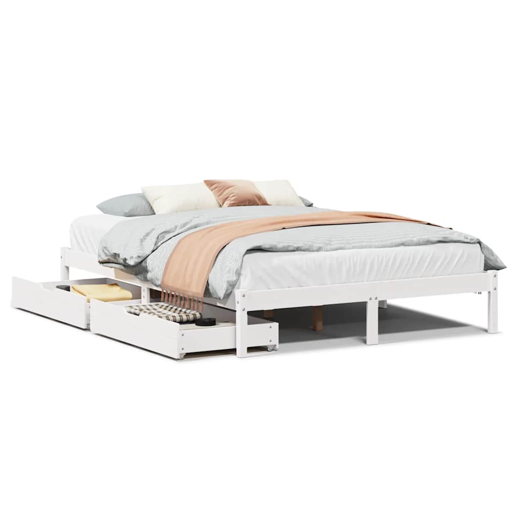 Bed Frame without Mattress White 140x200 cm Solid Wood Pine - Bargainia.com - 8721102938269 - 3301437