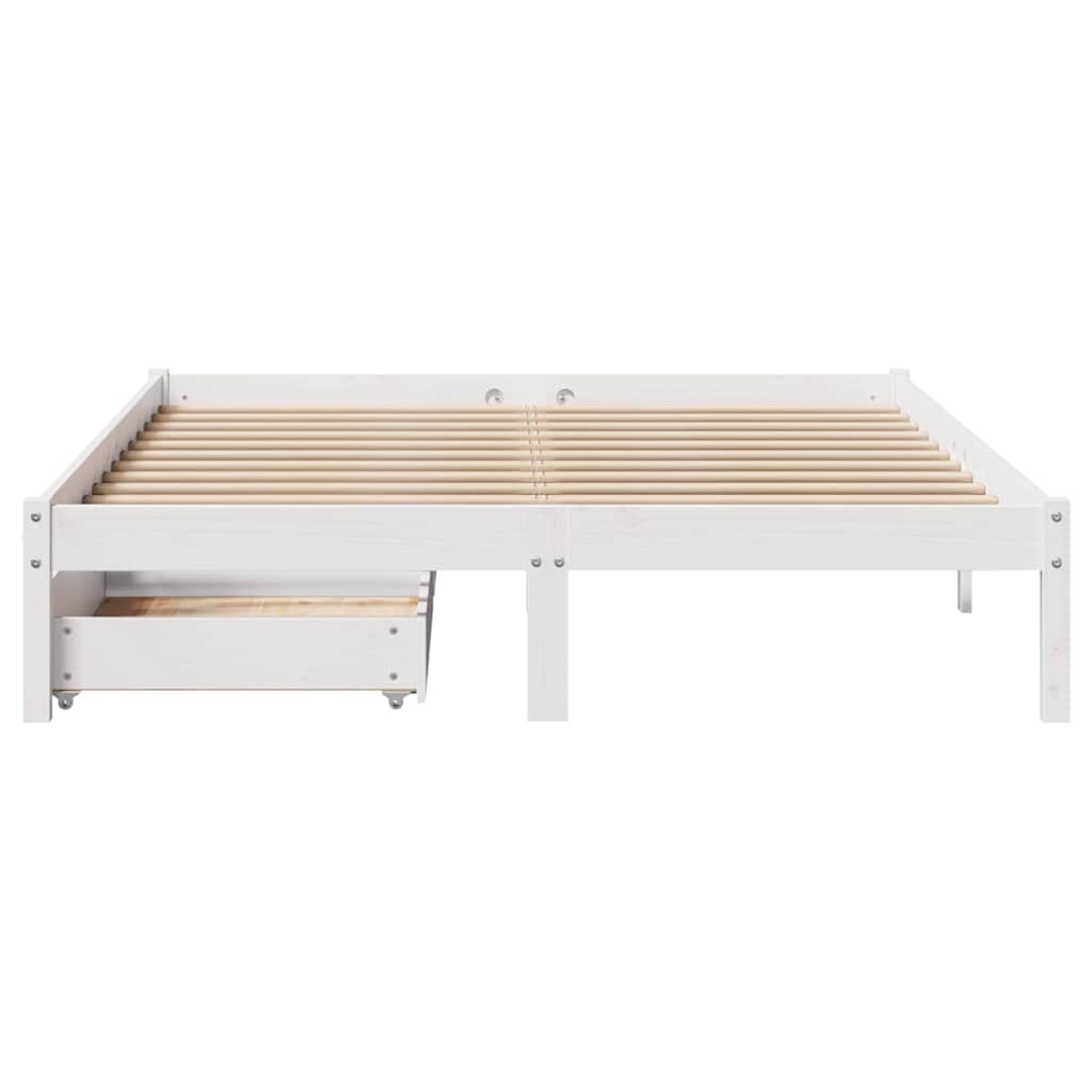 Bed Frame without Mattress White 140x200 cm Solid Wood Pine - Bargainia.com - 8721102938269 - 3301437