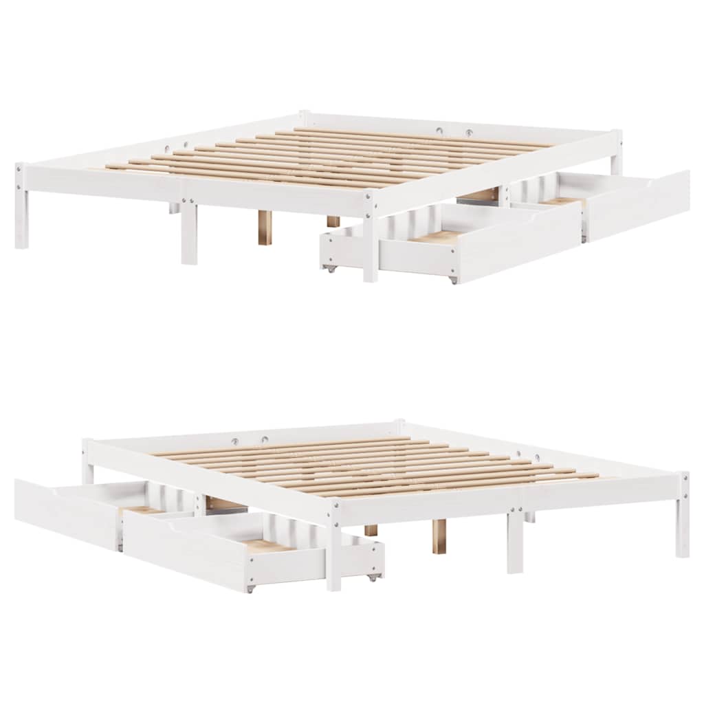 Bed Frame without Mattress White 140x200 cm Solid Wood Pine - Bargainia.com - 8721102938269 - 3301437