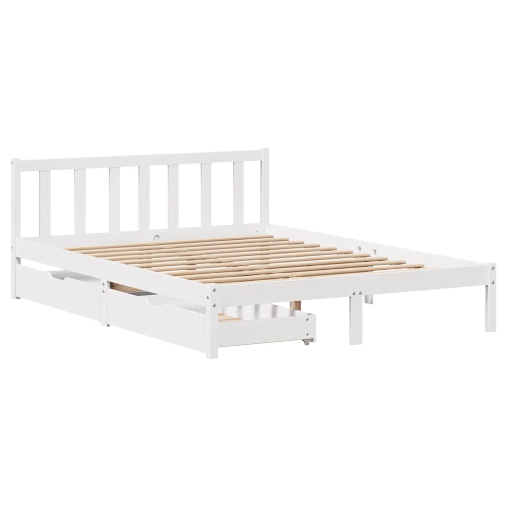 Bed Frame without Mattress White 140x200 cm Solid Wood Pine - Bargainia.com - 8721102938658 - 3301476