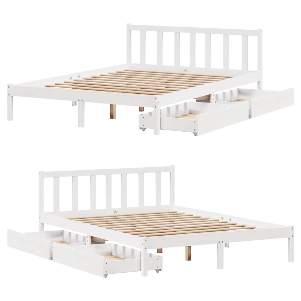Bed Frame without Mattress White 140x200 cm Solid Wood Pine - Bargainia.com - 8721102938658 - 3301476