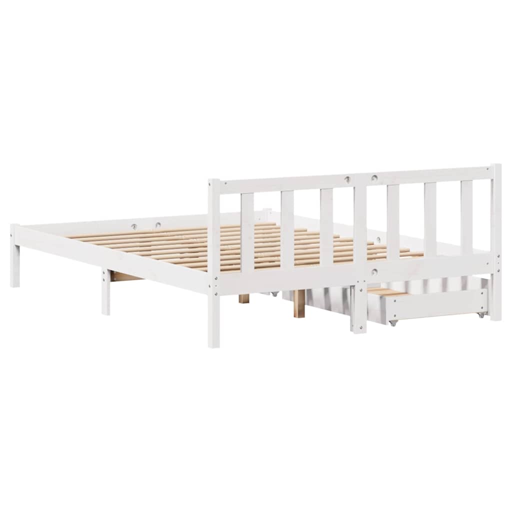 Bed Frame without Mattress White 140x200 cm Solid Wood Pine - Bargainia.com - 8721102938658 - 3301476