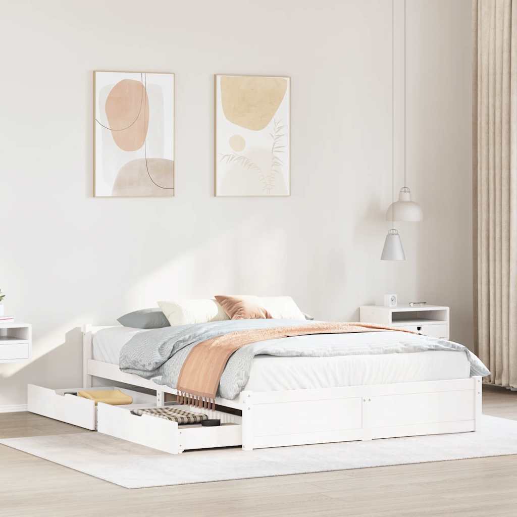 Bed Frame without Mattress White 140x200 cm Solid Wood Pine - Bargainia.com - 8721102940781 - 3301689