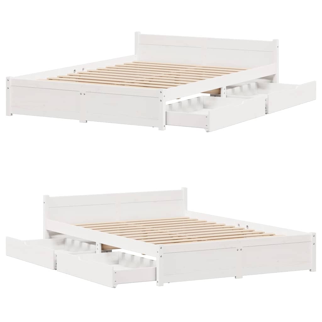Bed Frame without Mattress White 140x200 cm Solid Wood Pine - Bargainia.com - 8721102940781 - 3301689