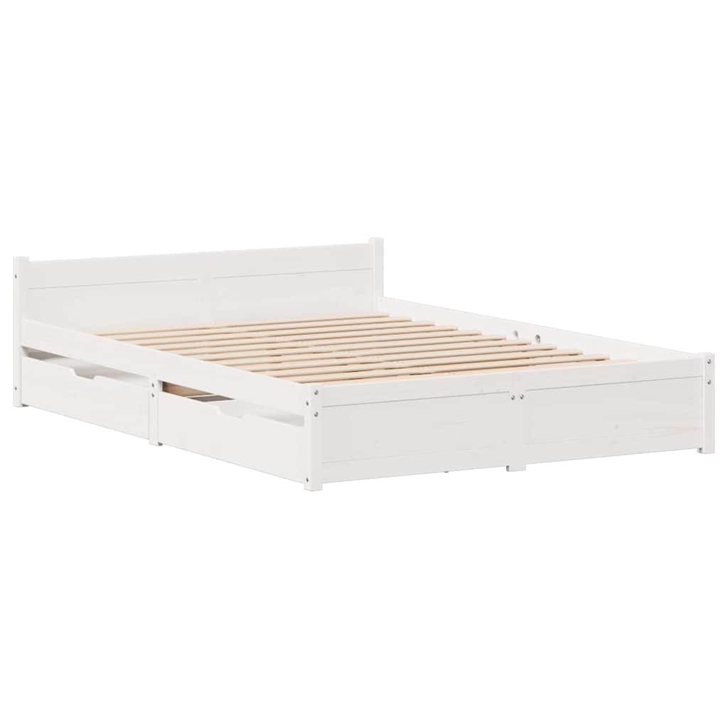 Bed Frame without Mattress White 140x200 cm Solid Wood Pine - Bargainia.com - 8721102940781 - 3301689