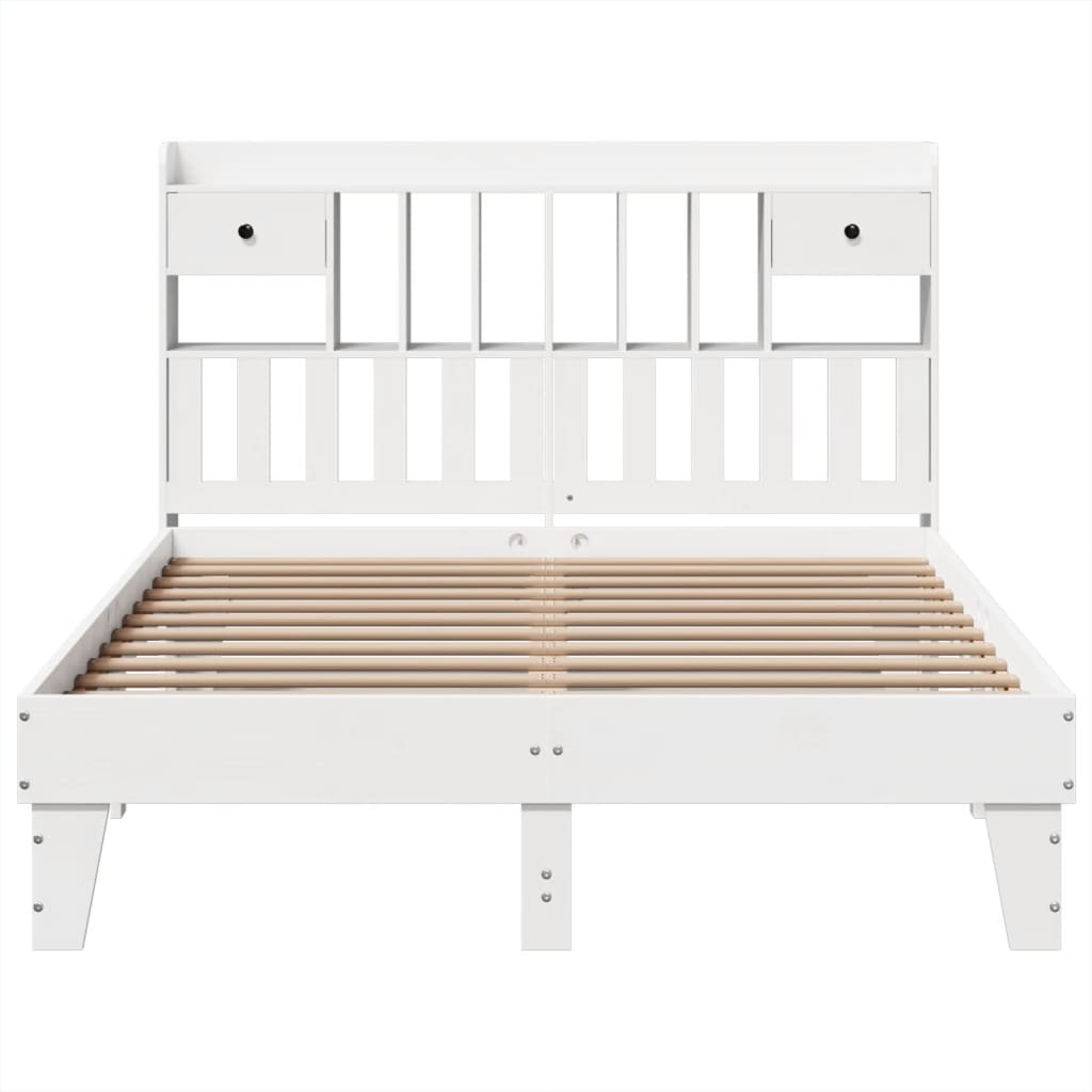Bed Frame without Mattress White 140x200 cm Solid Wood Pine - Bargainia.com - 