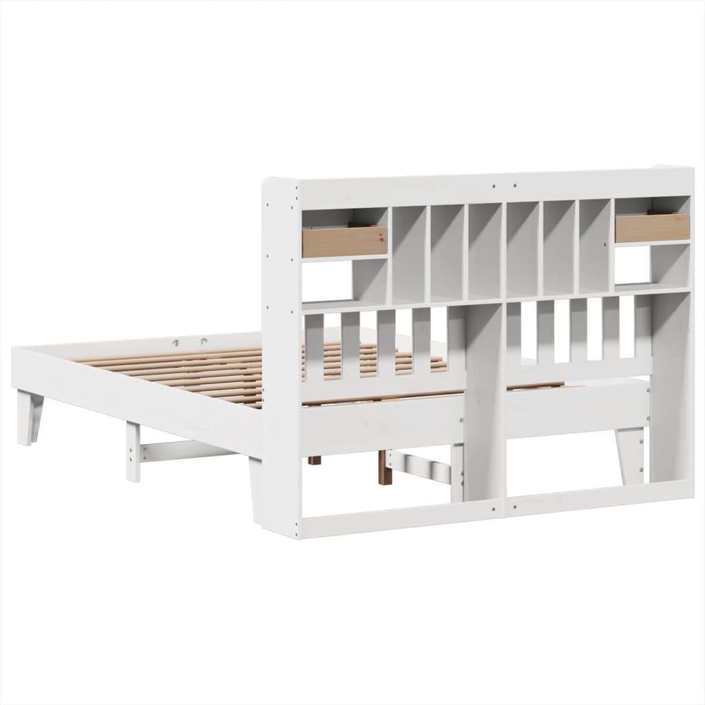 Bed Frame without Mattress White 140x200 cm Solid Wood Pine - Bargainia.com - 