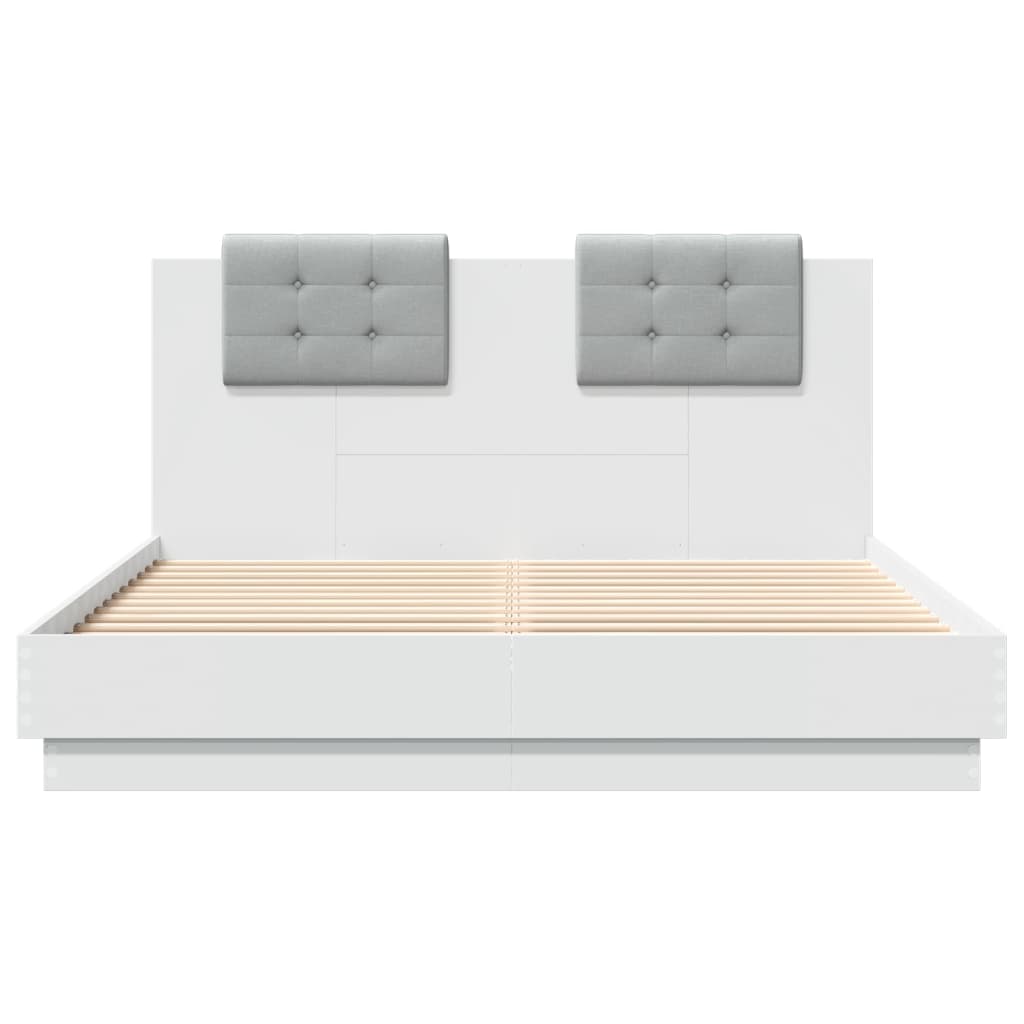 Bed Frame without Mattress White 150x200 cm King Size - Bargainia.com - 