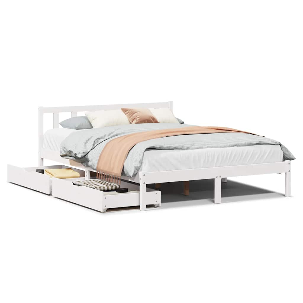 Bed Frame without Mattress White 160x200 cm Solid Wood Pine - Bargainia.com - 8721102938696 - 3301480