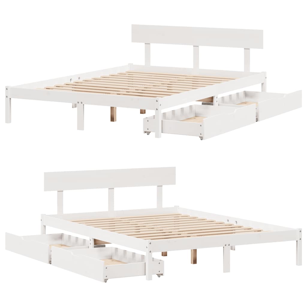 Bed Frame without Mattress White 160x200 cm Solid Wood Pine - Bargainia.com - 8721102939082 - 3301519