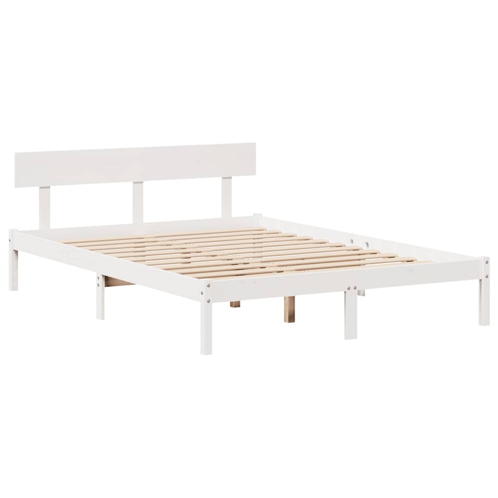 Bed Frame without Mattress White 160x200 cm Solid Wood Pine - Bargainia.com - 8721102939082 - 3301519
